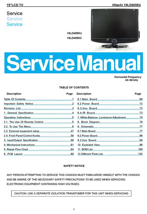Hitachi 19LD4550U Manual pdf manual
